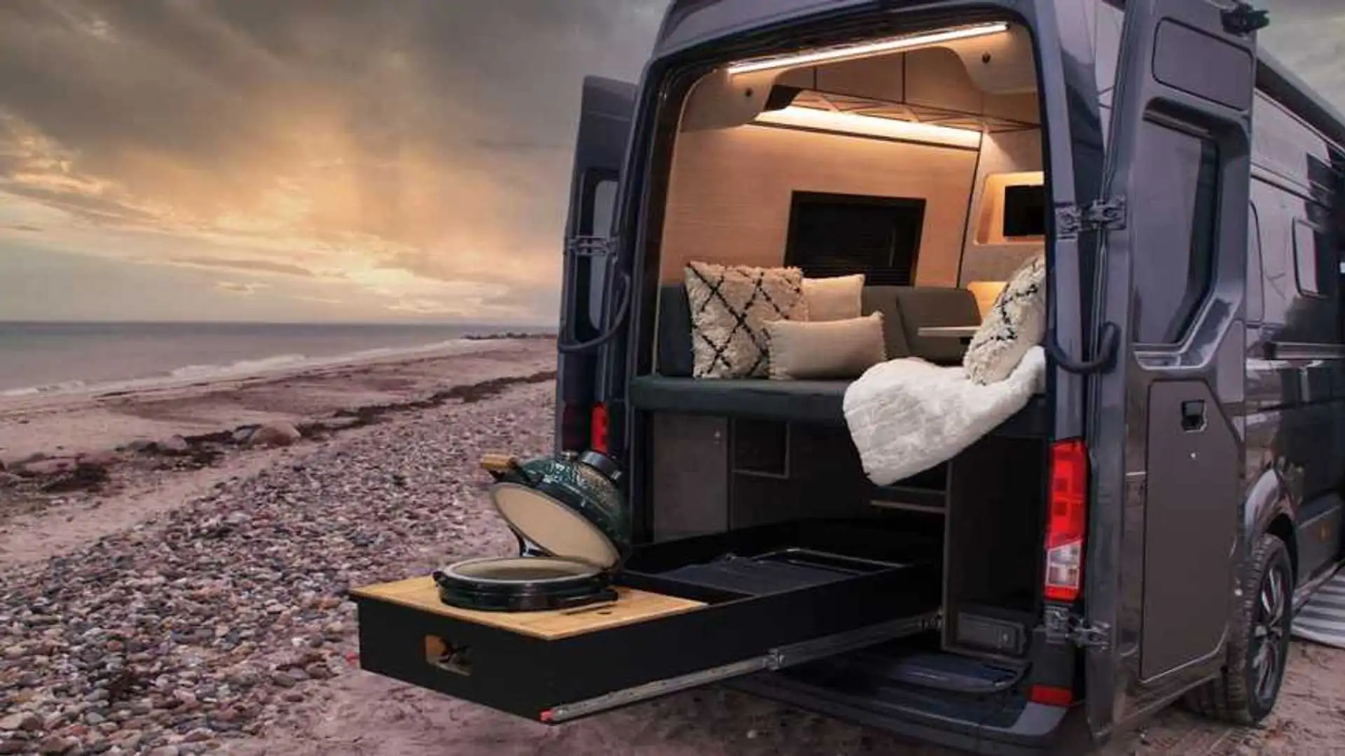 Loef's New Camper Van Features a Slide-Out Ceramic Grill and Minibar