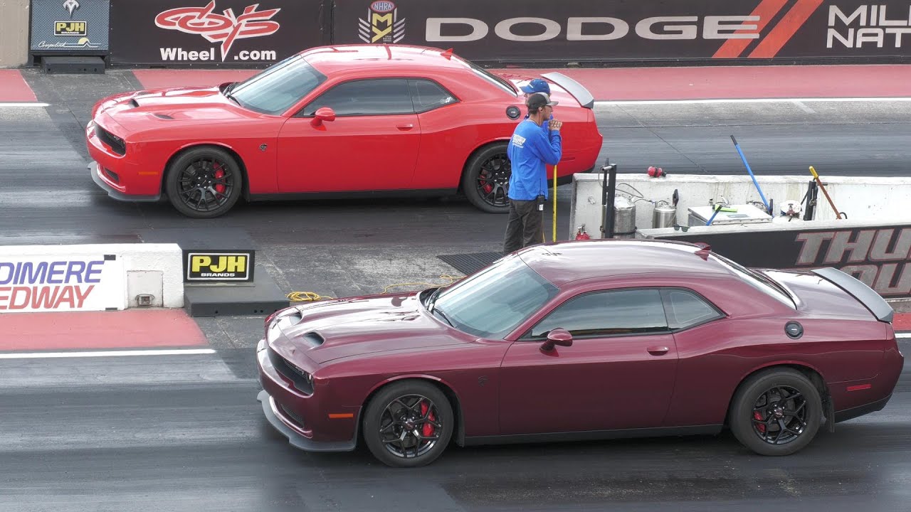 Family Dispute: Dodge Challenger Hellcat Drag Races Redeye Sibling