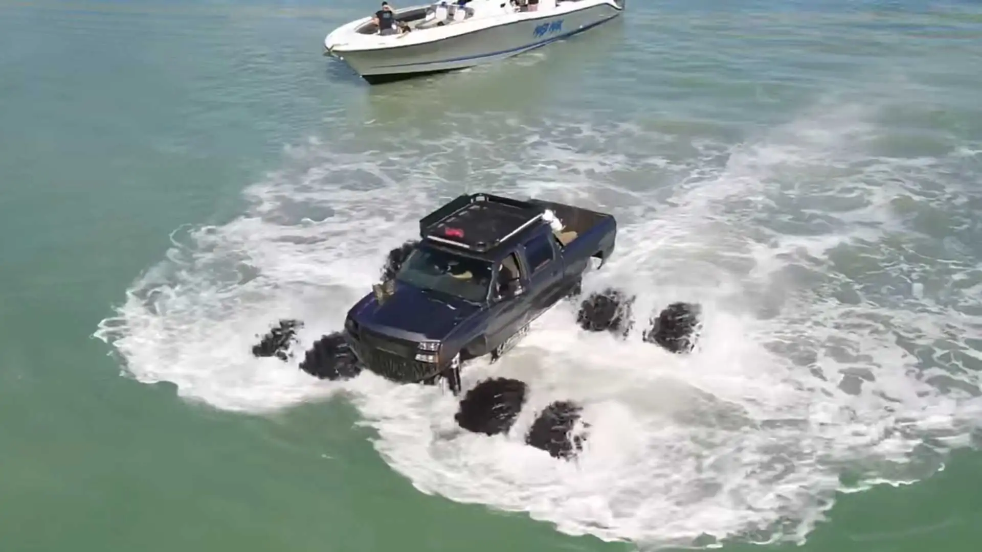 Monstermax Pickups Can Float and Drive Into Gulf Of Mexico