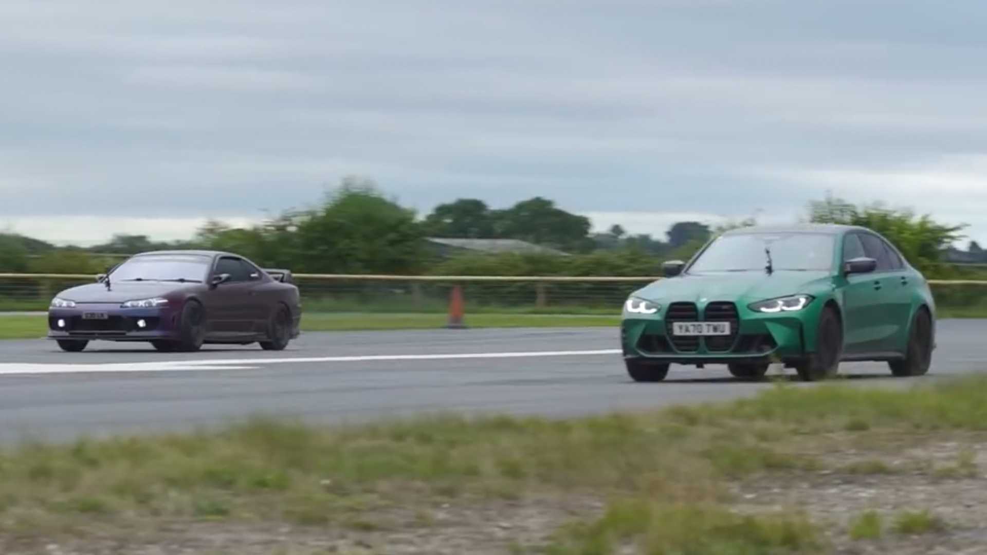 600 Horsepower Nissan Silvia S15 Drag Races the New BMW M3