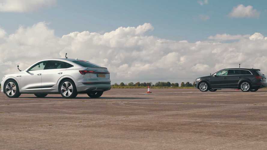 Audi E-Tron Sportback EV Drag Races Older Audi Q7 V12 TDI