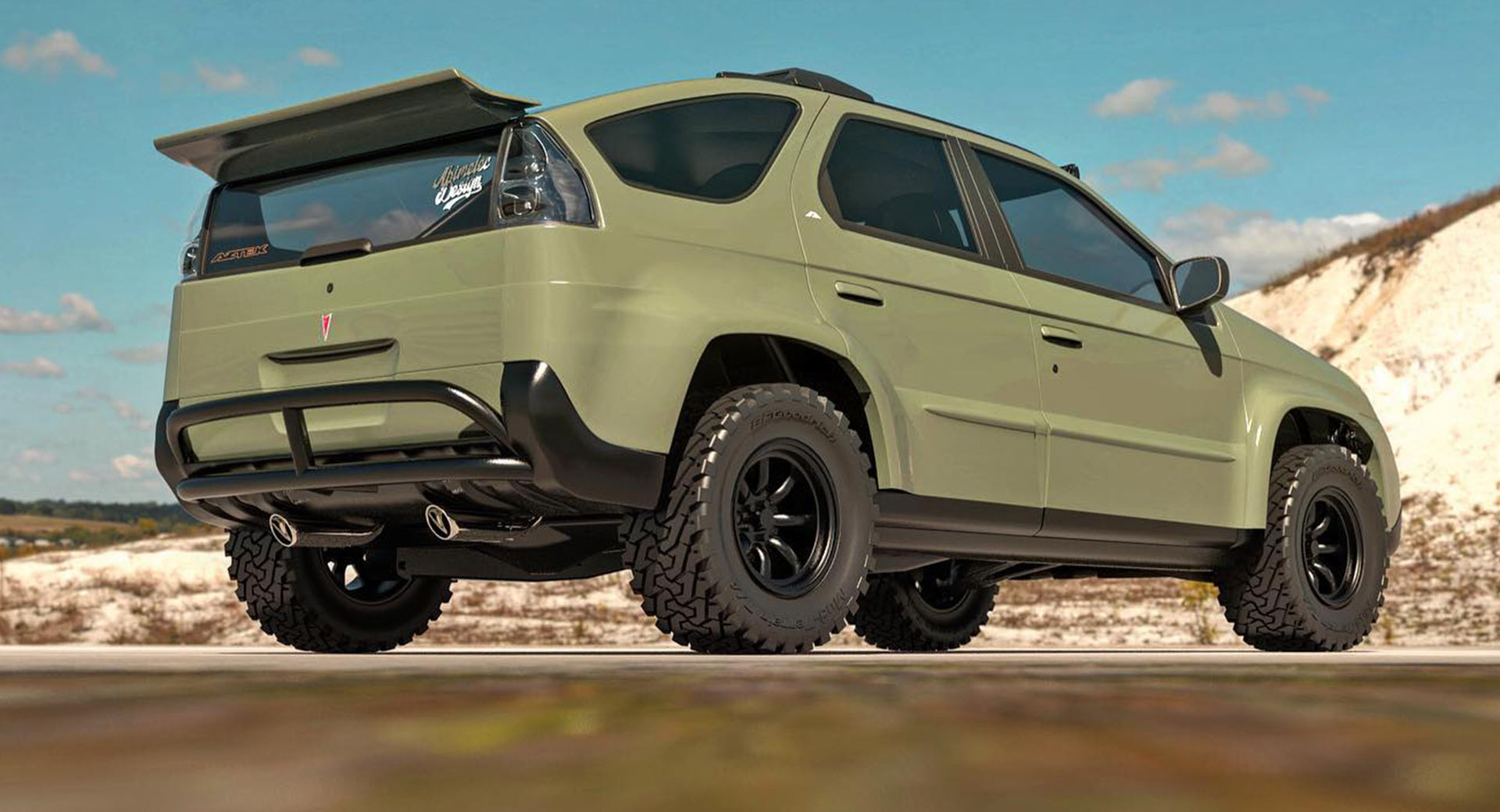 We are digging it because someone gave us a Pontiac Aztek off-roader.