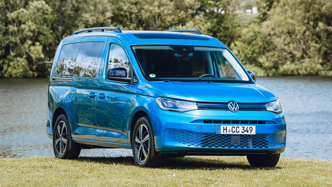 2021 VW Caddy California is a small camper with bed and pull-out kitchen