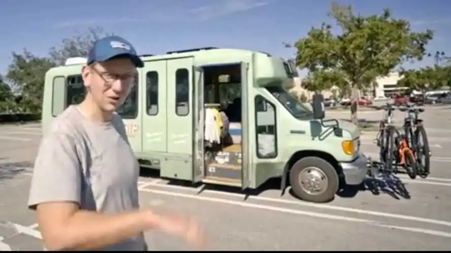 A couple converts a Ford Shuttle Bus into a National Park Visitor Bus