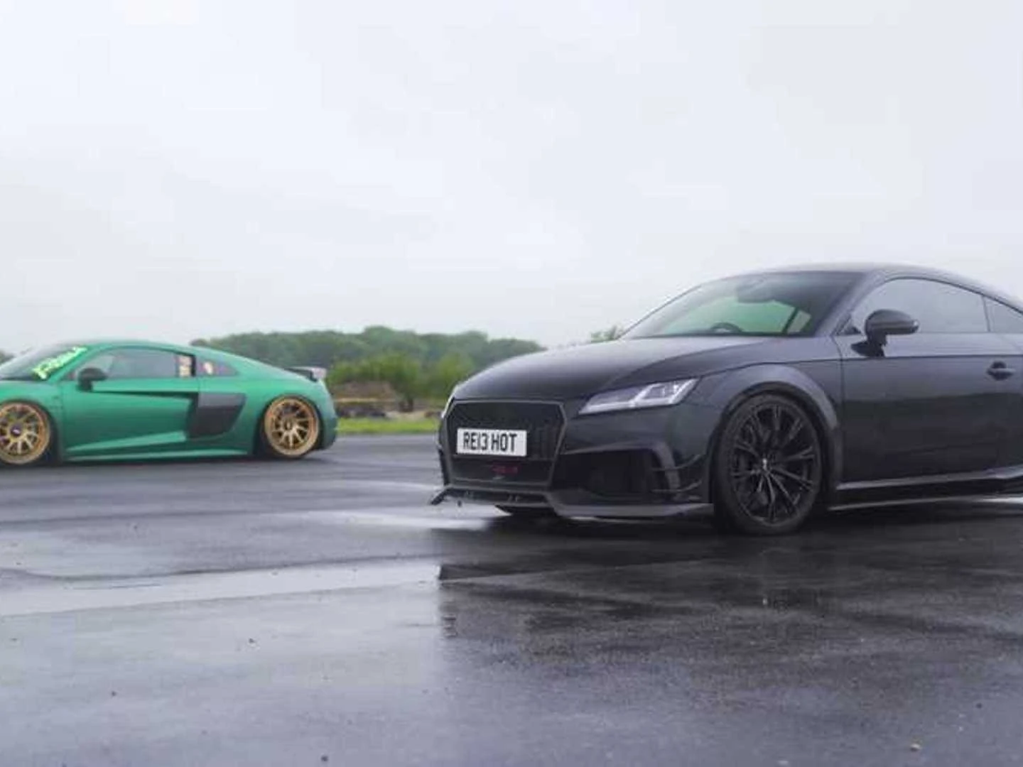 Audi R8 Drag Races with Tuned TTRS With Matching Power