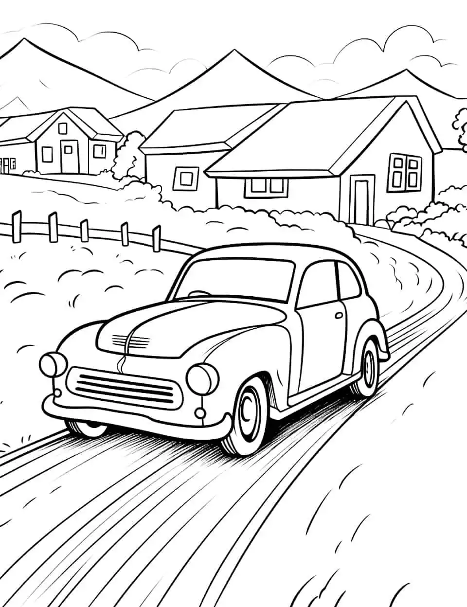 These are car-themed coloring pages to keep you and your kids busy