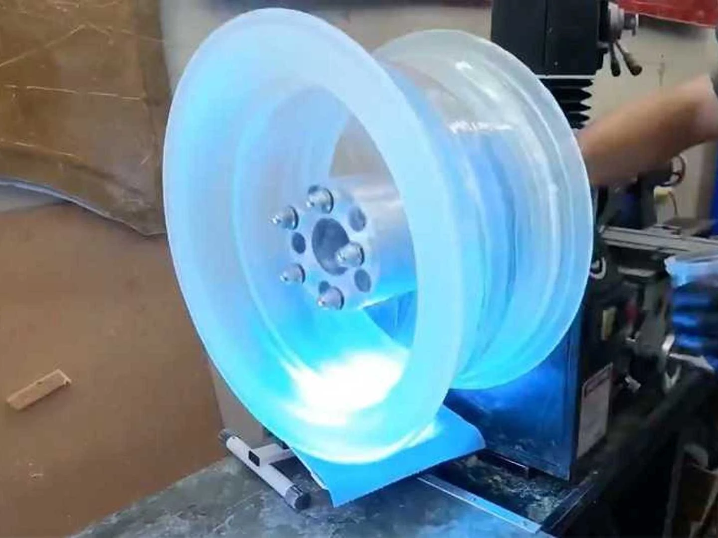 Take a look at the car wheel made of clear epoxy.