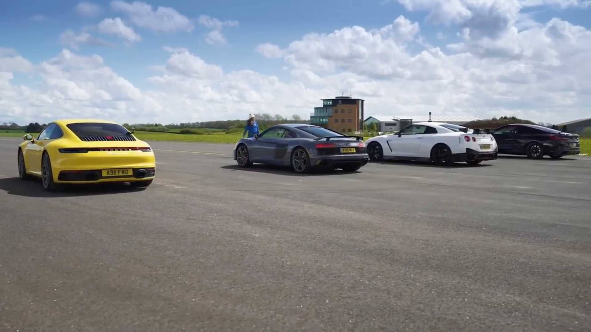 Nissan GT-R Nismo Drag Races Audi R8, BMW M850i, Porsche 911 Carrera 4S