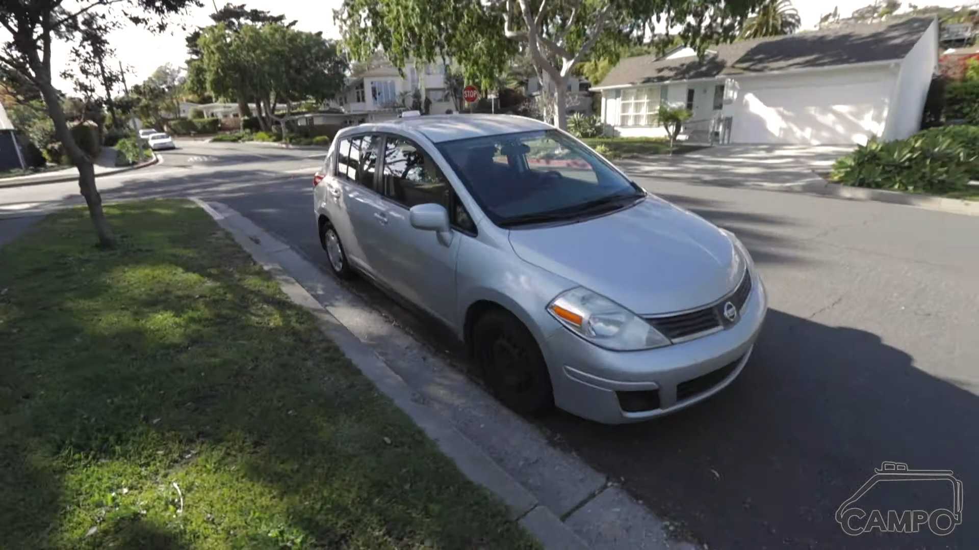 This guy calls home the Nissan Versa Camper Car Handmade