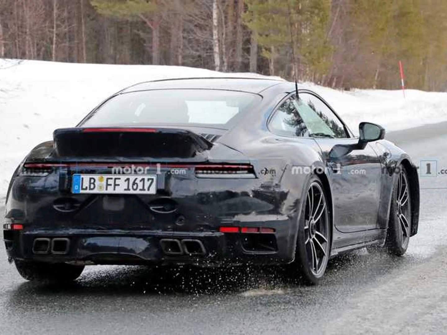 Porsche 911 Turbo S - Up close and personal with big ducktail spoiler