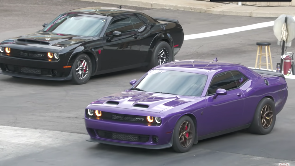 dodge demon drag races srt hellcat redeye; america wins