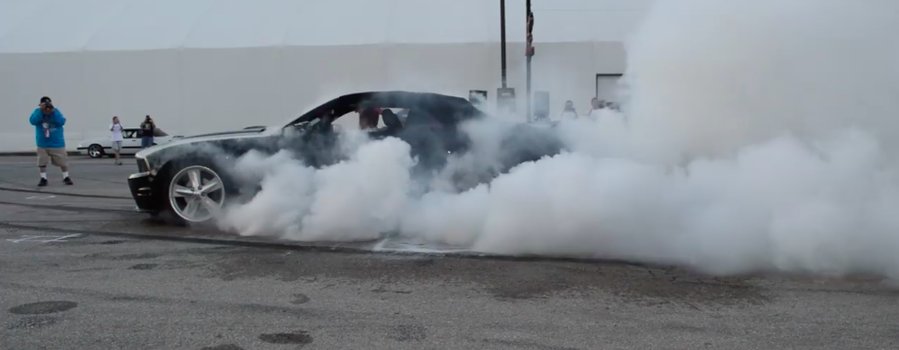 Watch This Ford Mustang's Epic Burnout Turn Into a Fireball