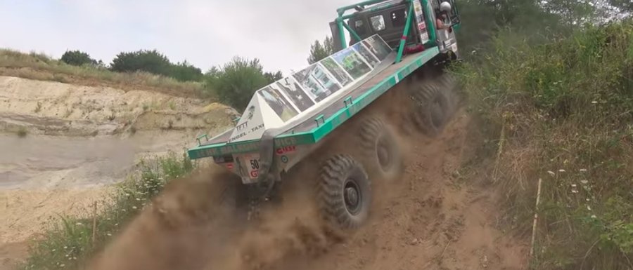 Even 8x8 trucks have a hard time tackling this off-road course