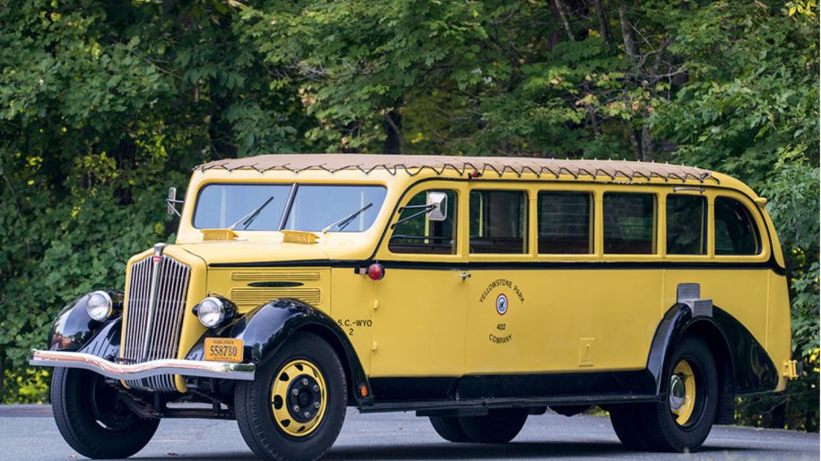 Get your own tour guide in this 1937 Yellowstone Park Bus