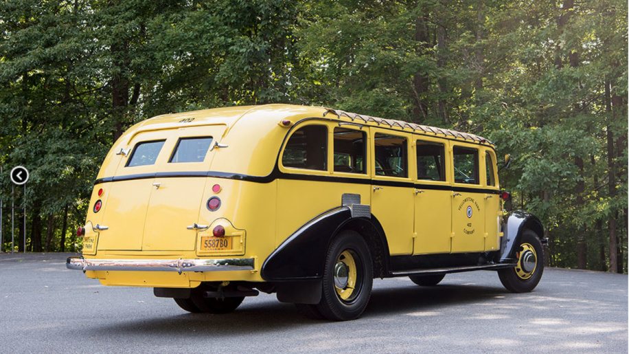 Get your own tour guide in this 1937 Yellowstone Park Bus