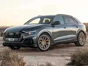 The 2019 Audi Q8 gets a set of gold-colored shoes