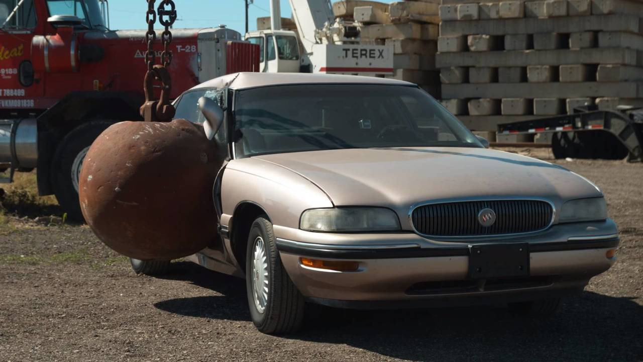 It's amazing to watch a 4-ton wrecking ball smash cars in slow-mo