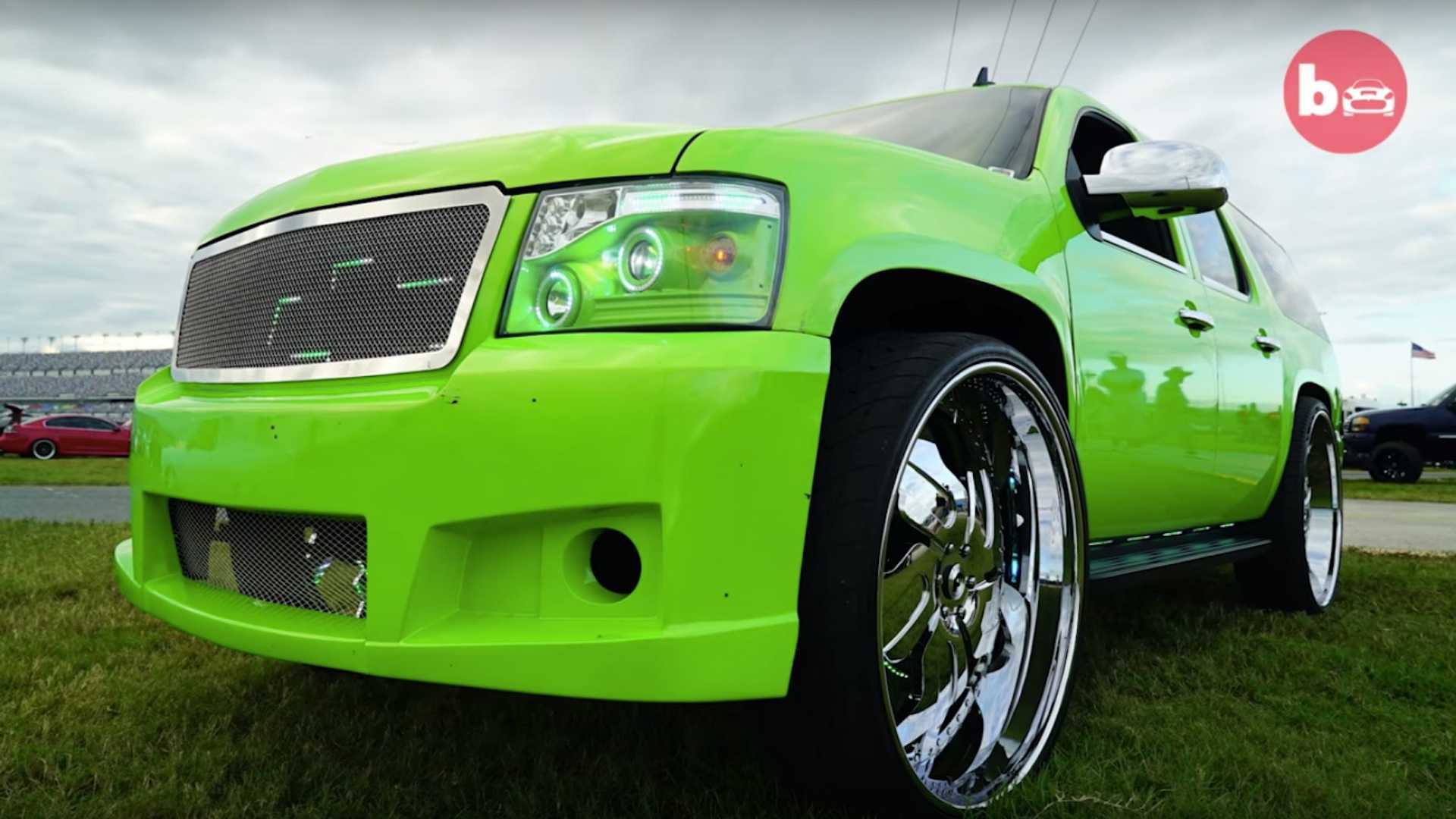 This wild Chevy Suburban is like a loud and flashy billboard