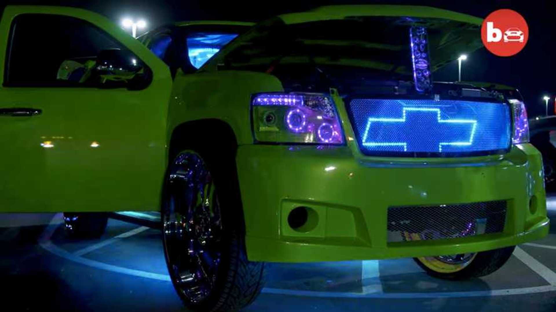 This wild Chevy Suburban is like a loud and flashy billboard