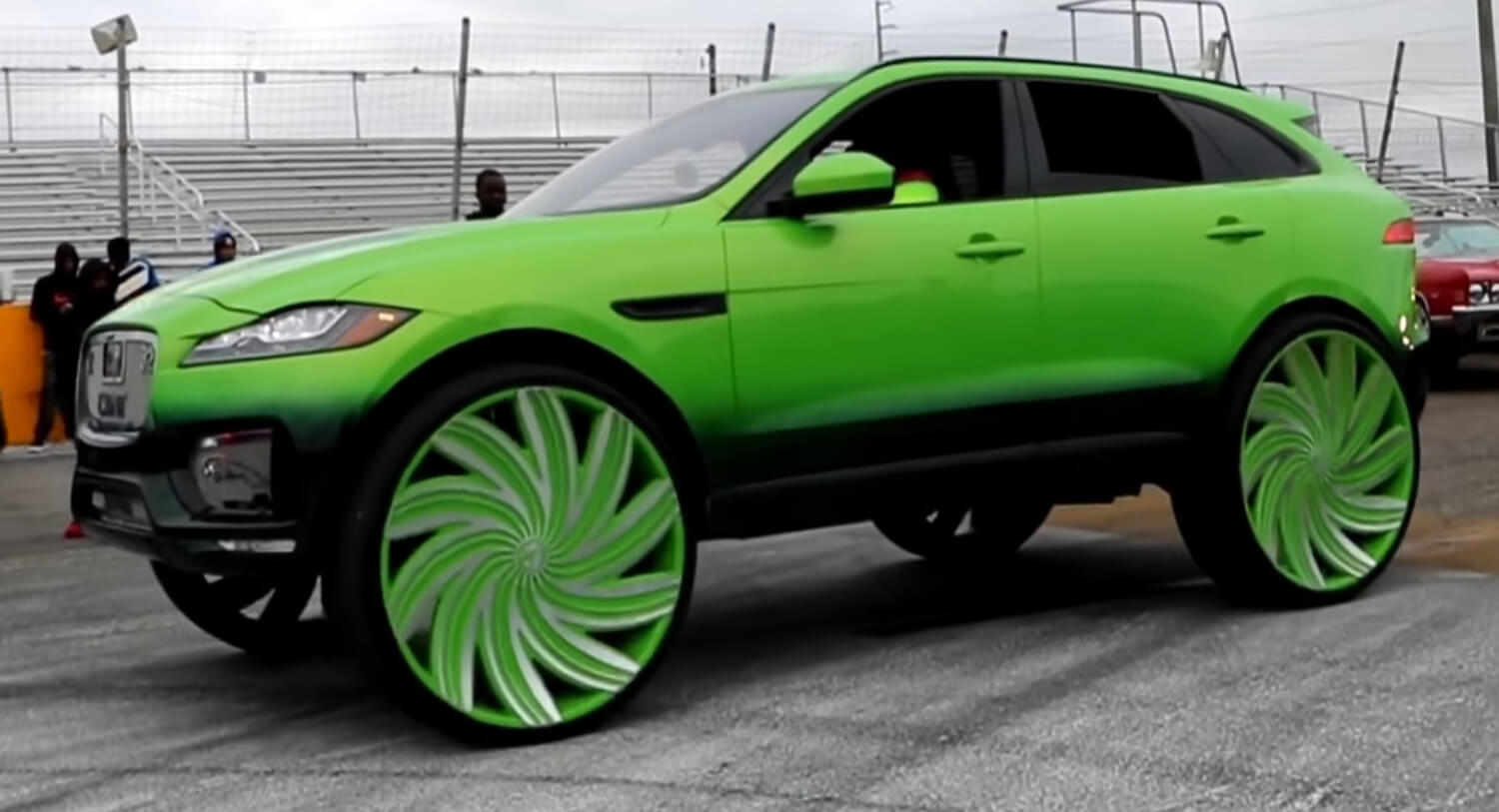 Green Jaguar F-Pace on 32-Inch Wheels Looks Wild