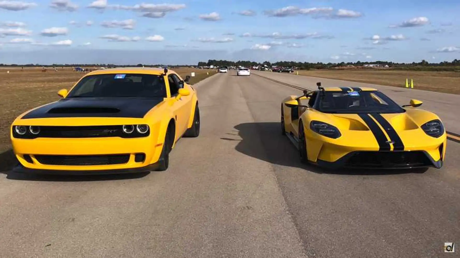 Dodge Demon Fights Ford GT In Epic Half Mile Drag Race