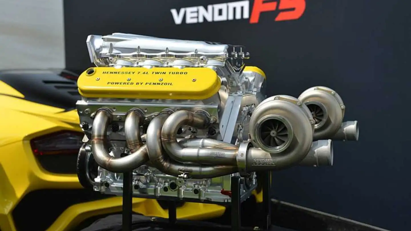 Hennessey Shows Off 1,600-HP Venom F5 Engine In Monterey