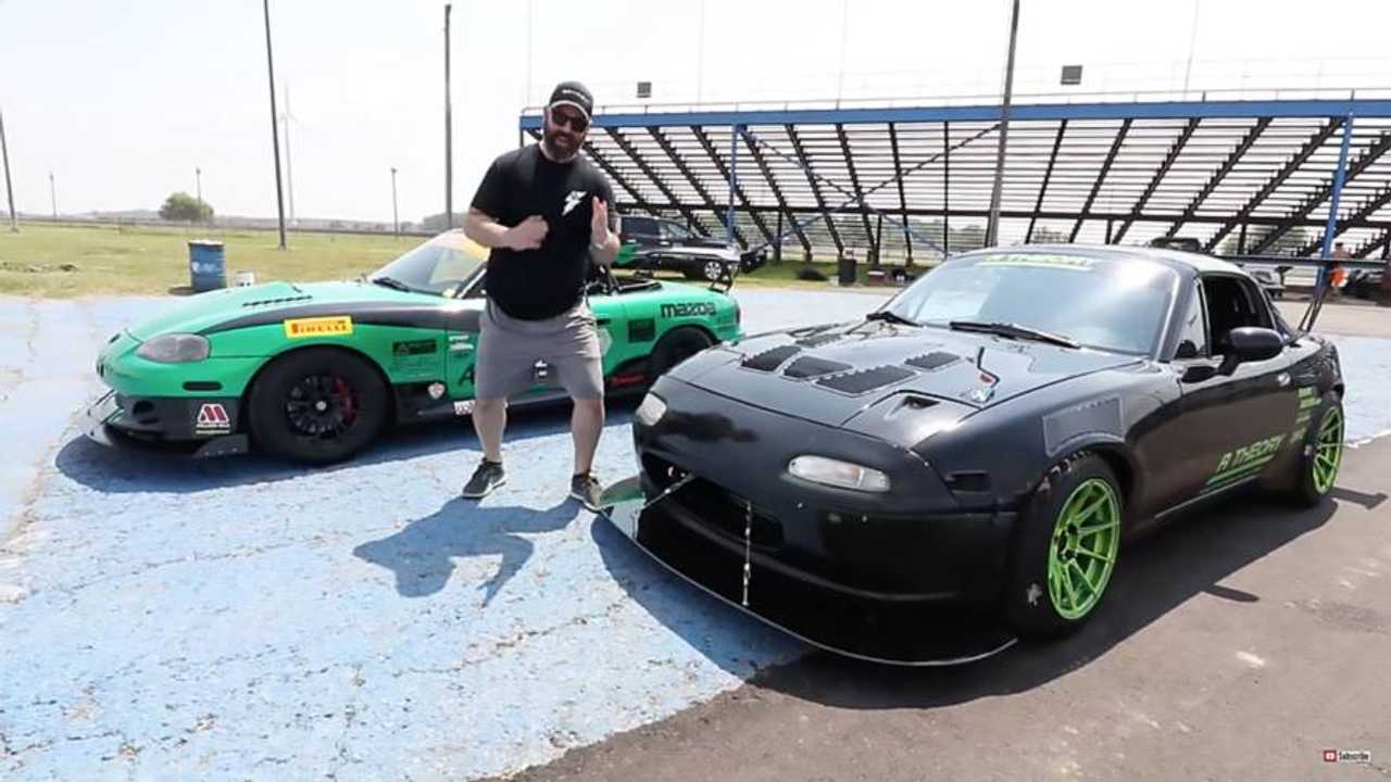 A Turbocharged Miata vs. a Supercharged Miata on Track