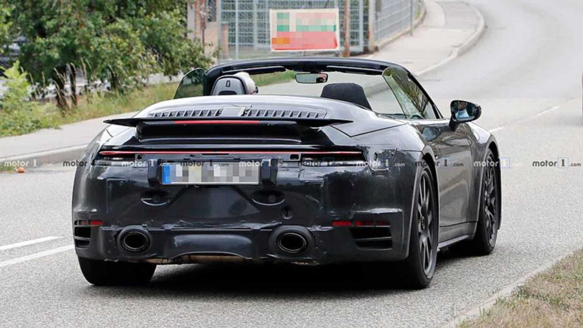 Next Porsche 911 Turbo Convertible Spied Rolling with Its Top Off