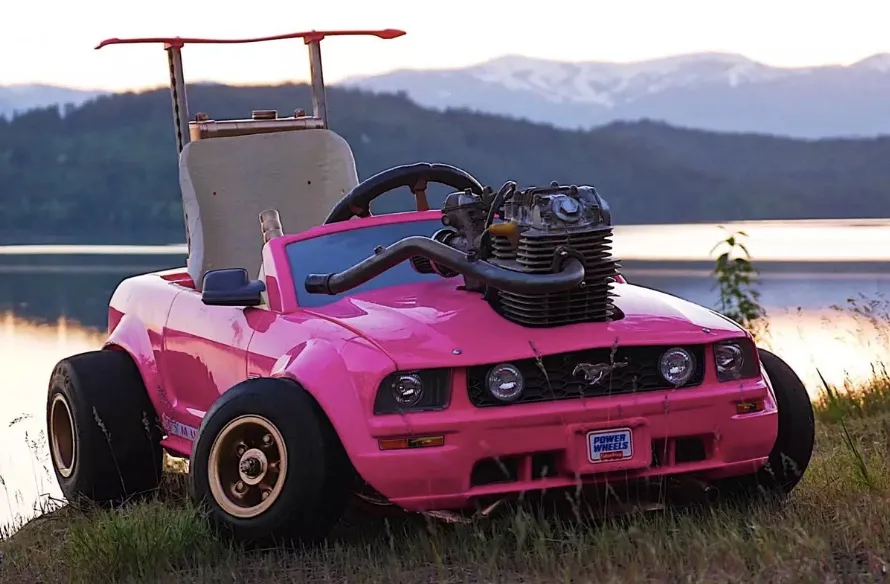 This Barbie Mustang is not a toy. It features a real Honda engine.