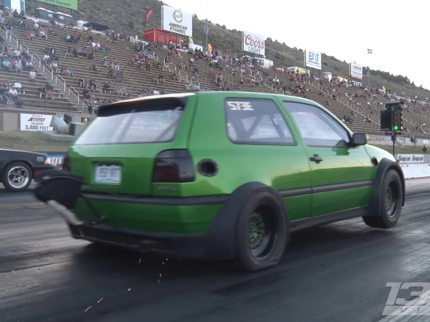 This VW Golf GTI VR12 is insane! It has two engines and makes 1,600 HP