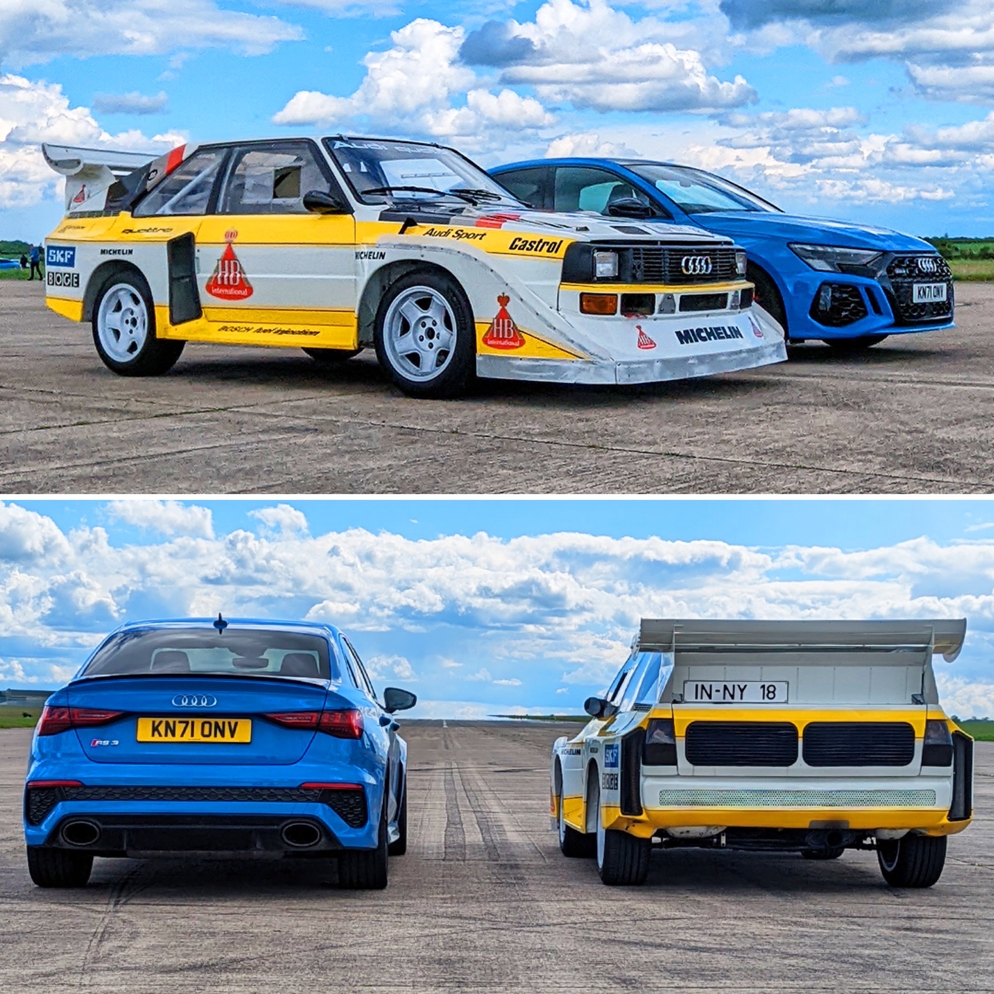 Can an Audi RS3 beat a Classic Quattro Rally Car in a Race?