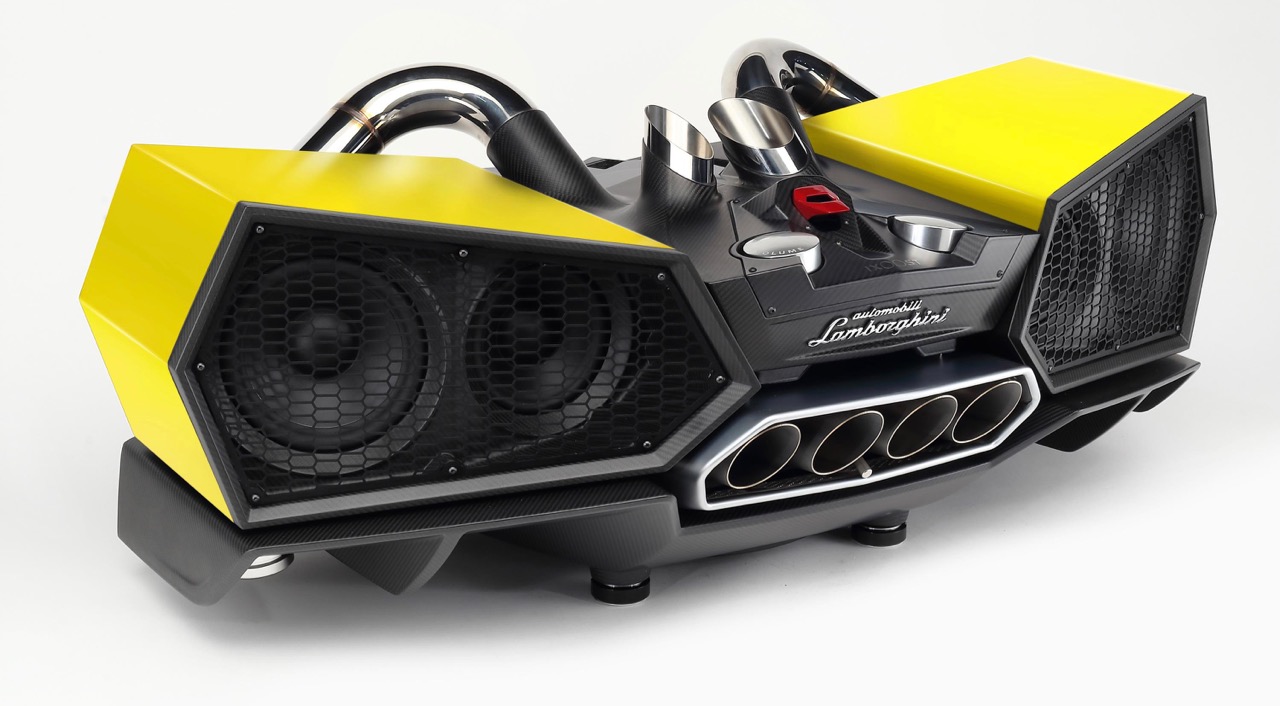 This $20K Lamborghini Stereo Speaker uses actual exhaust pipes