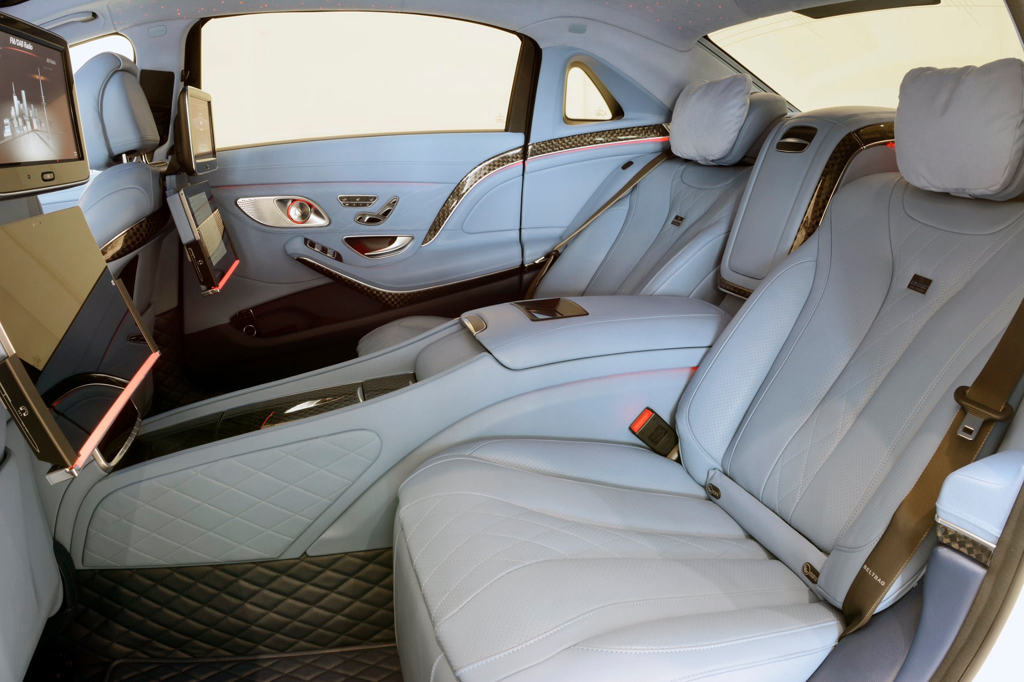 Beautiful 900 HP Brabus Maybach S600 in white and blue leather