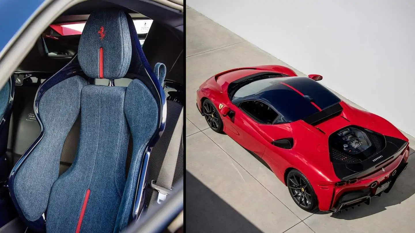 This Ferrari SF90 with a Denim Interior Laughs at Your Alcantara