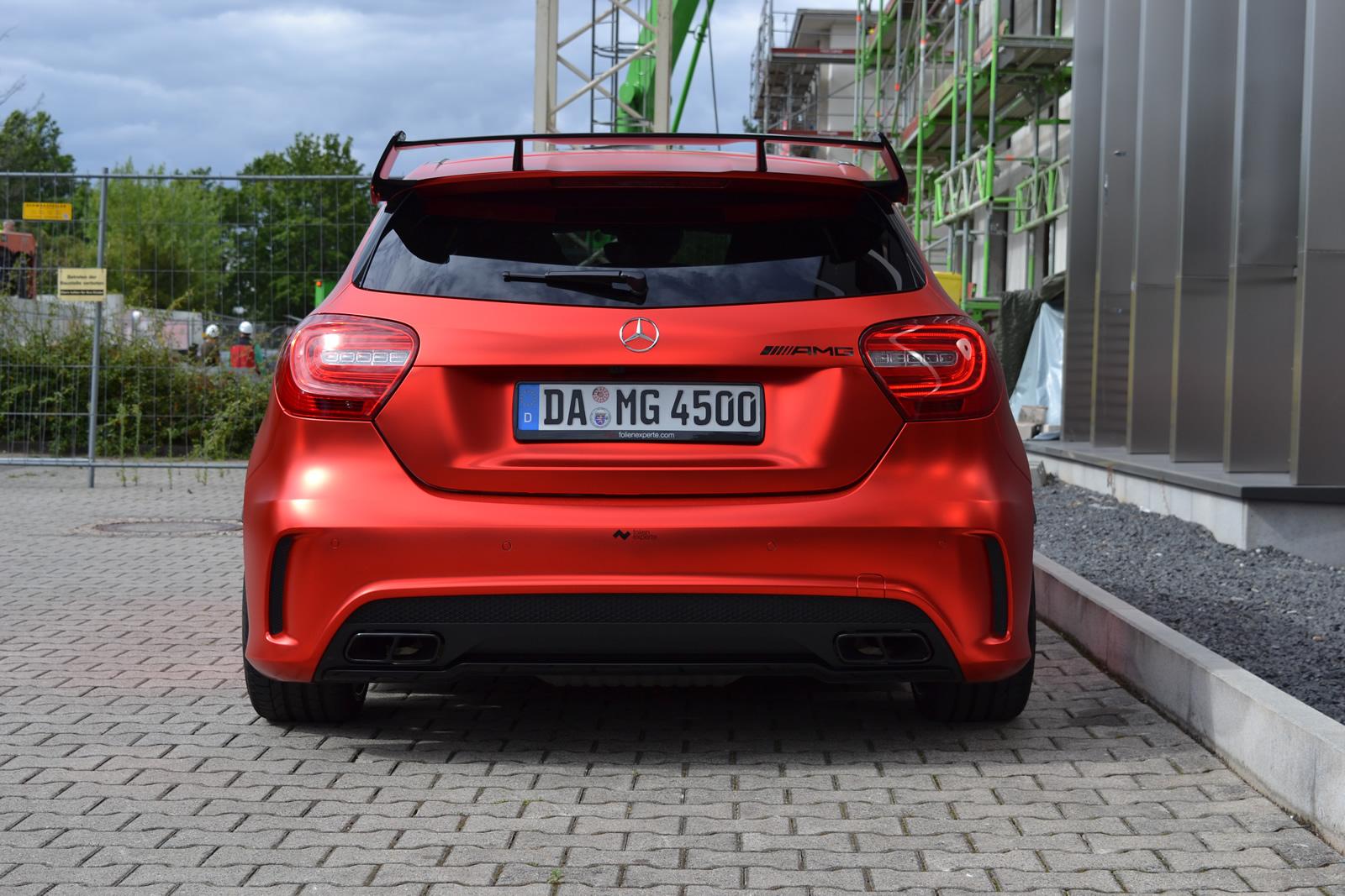 Mercedes-Benz A45 AMG Gets Wrapped in Wonderful Red Matte Foil, Is Boosted to 435 HP