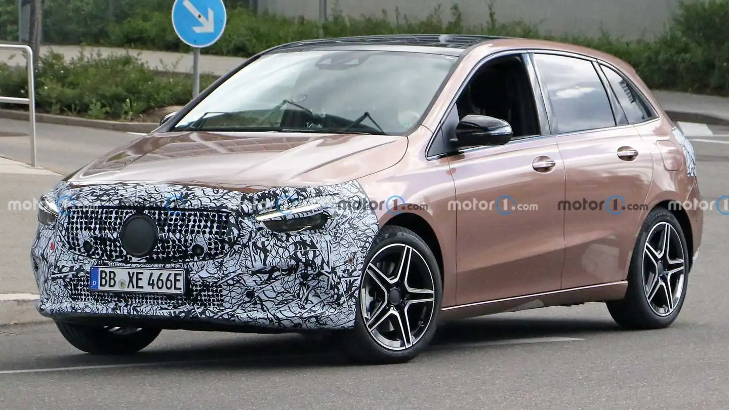 Mercedes B-Class Hides Slim Headlights, Reshaped Face In New Spy Shots