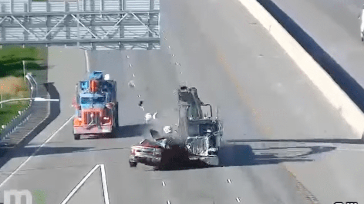 Semi Truck Totally Obliterates Pickup Stopped On Minnesota Highway